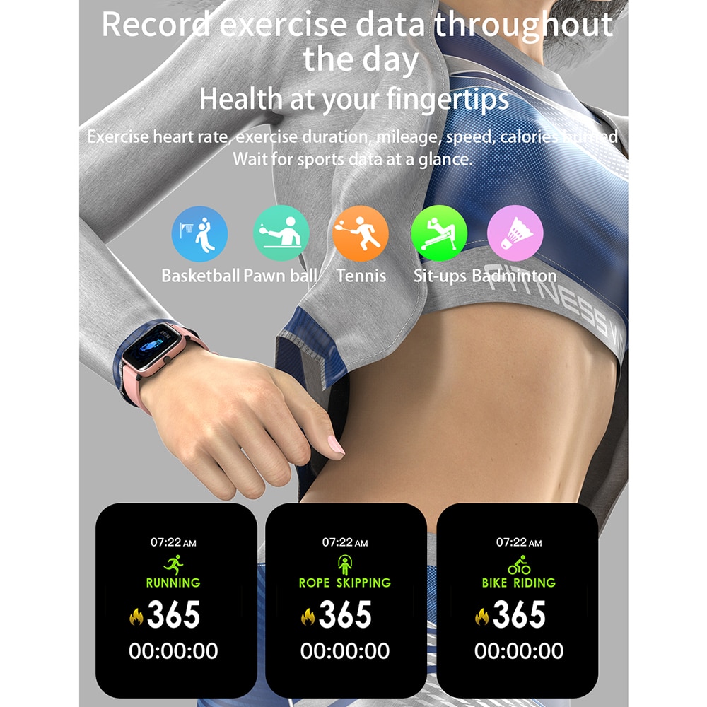 Smartwatch Men Bluetooth Call 1.72inch Full Touch Fitness Tracker Blood Pressure Clock Women Smart Watch for Xiaomi PK GTS Band