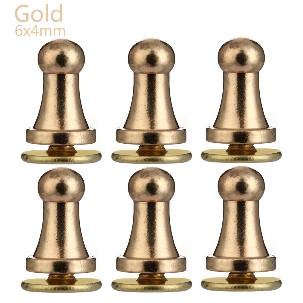 10Pcs/Pack Monk Head Screws Leather Craft Belt Wallet Solid Brass Nail Rivets Screws Bags Tacks Clothes Accessories: gold 6X4mm