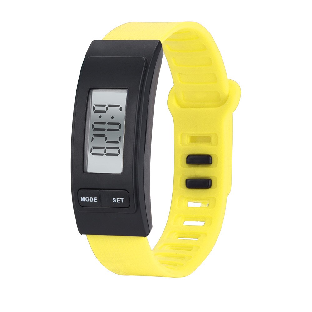 Digitaal horloge heren hardlopen stappenteller armband stappenteller calorieënteller digitaal lcd loopafstand 0619: Geel