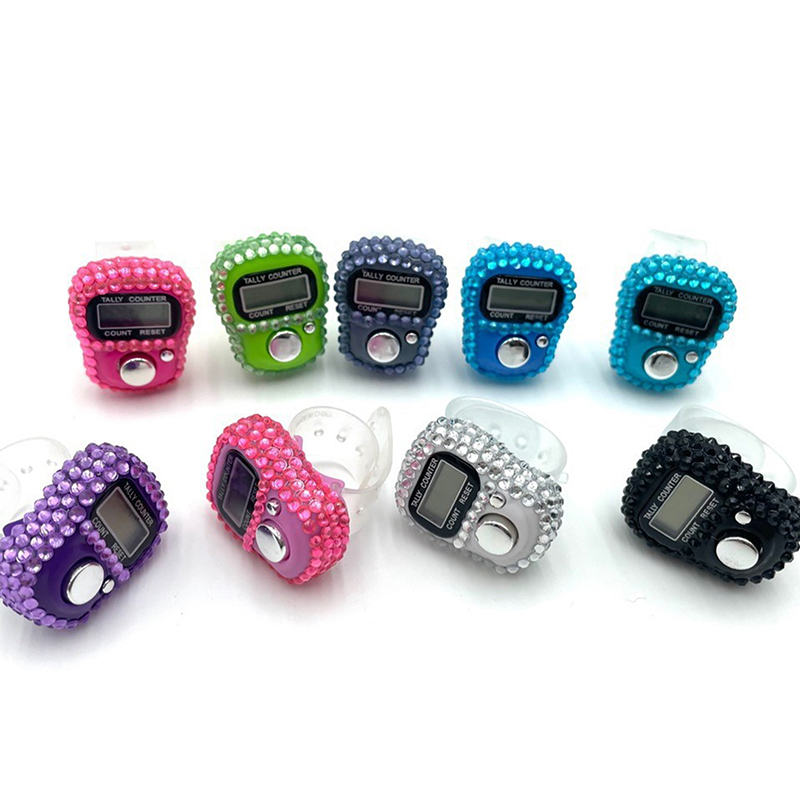 Elektronisk fingerräknare ringfingerklick bärbar återställningsbar digital displayräknare golfräknare flätad bönetillbehör