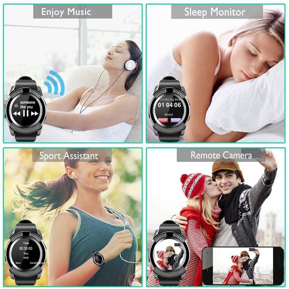Vandtæt smart ur mænd med kamera bluetooth smartwatch skridttæller pulsmåler sim-kort armbåndsur
