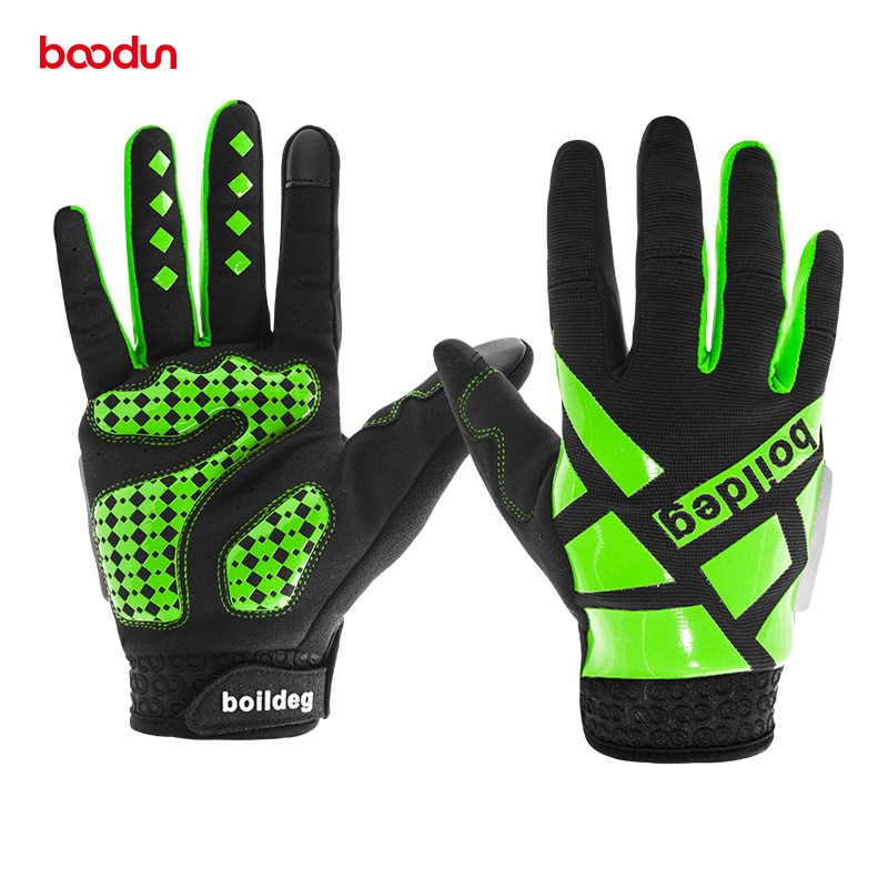BOODUN Bike Gloves Spring Autumn Winter Windproof Warm Full Finger Men Women Blue Pink Green Anti-skid Warm Gloves