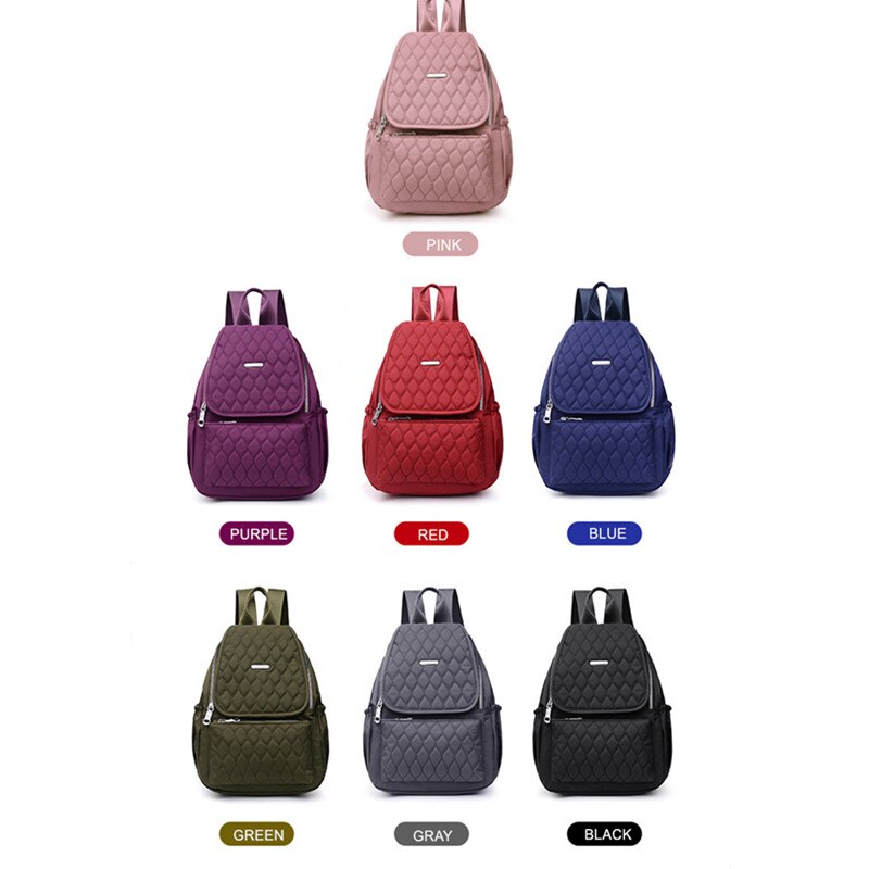 Vento Marea Travel Women Backpack School Bag For Teenage Girl Waterproof Nylon Shoulder Bag Multi Pocket Black Rucksack