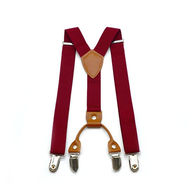 Bretels Kinderen Studenten Riem Baby Jongens Meisjes Bretels Clip-On Y-Back Braces Elastische Kids Verstelbare: Wine Red