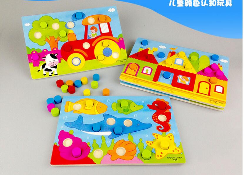 Planche de puzzle Tangram en bois pour enfants, pour enfants, éducation précoce, dessin animé, maison en bois, animaux, jeu, jouets