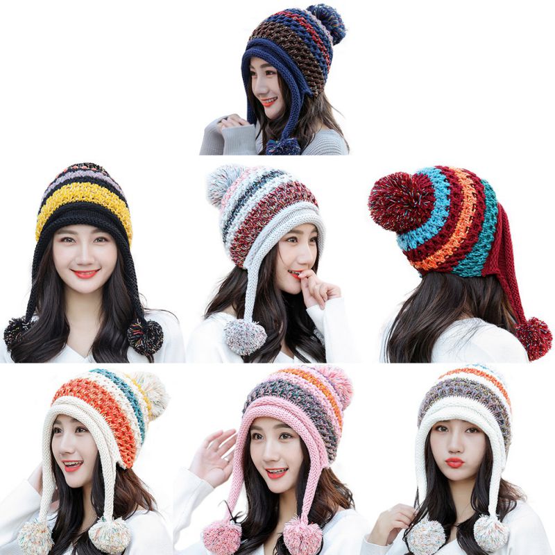 Women Winter Knitted Beanie Hat Cold Weather Warm Skull Cap Cute Casual Girls Knit Cap
