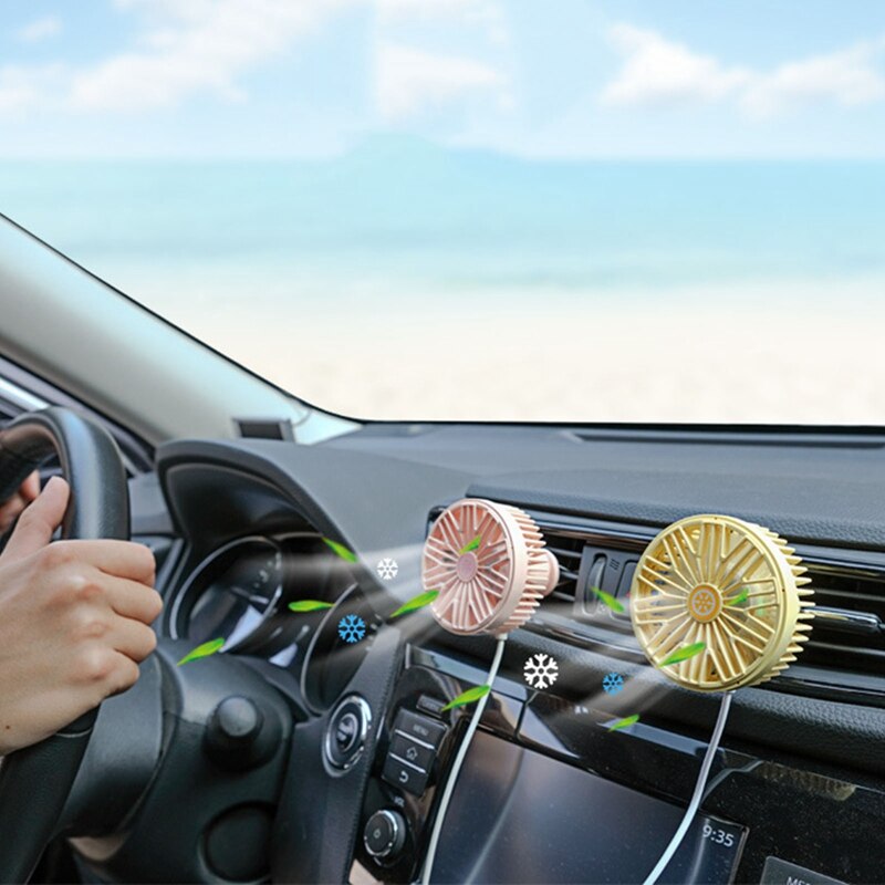 Mini Auto Airco Ventilator Usb Oplaadbare Auto Ventilator Met Led Verlichting Voor Wind Outlet Center Console Fan Auto Interieur