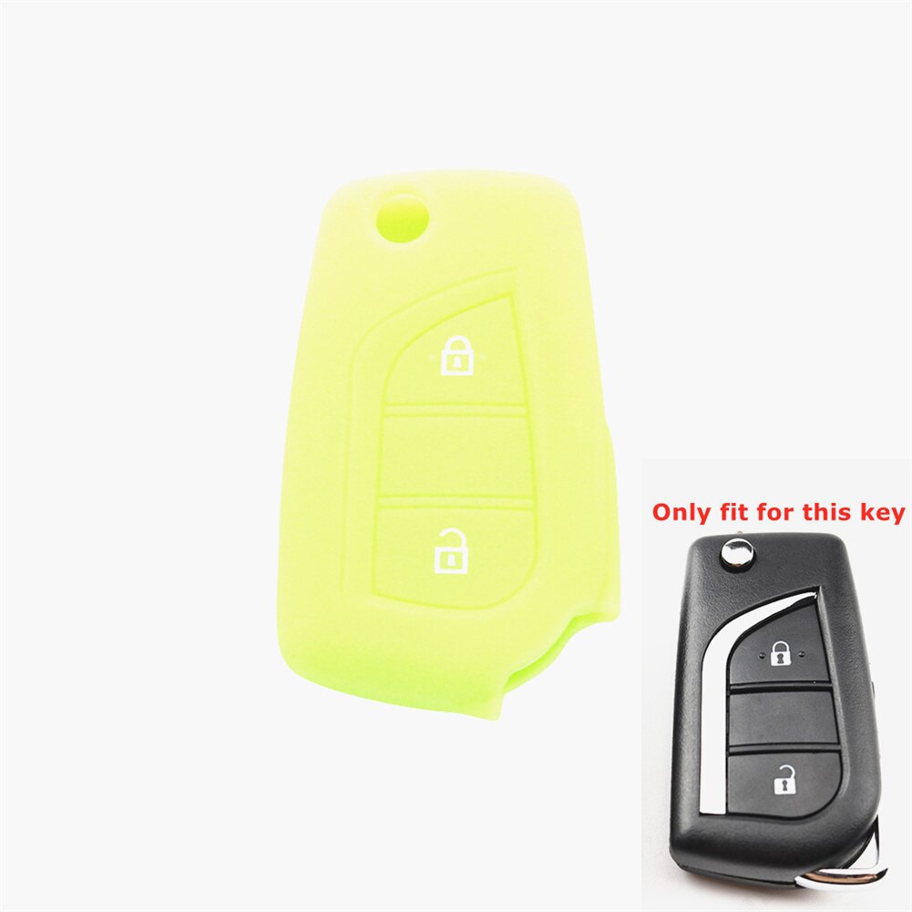 Silikone bil nøgle cover fjernbetjening nøgle skal holder til toyota yaris highlander camry rav 4 aygo til peugeot 108 til citroen  c1: Gul
