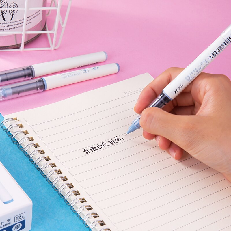 Deli Straight Liquid Type Gel Pen Student Carbon Office Signature Pens Examination Special Pen Papelaria Stationery Supplies