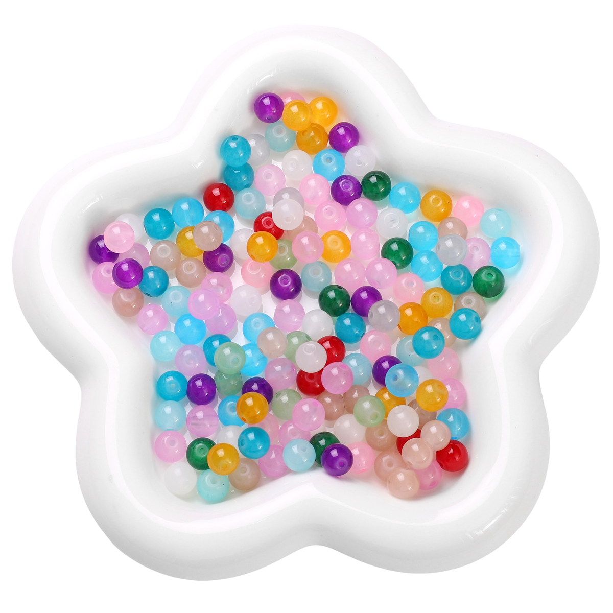 50pcs 6mm gelée de verre couleur unie Imitation Jade perles rondes perles en vrac bricolage à la main collier Bracelet perles bijoux accessoire