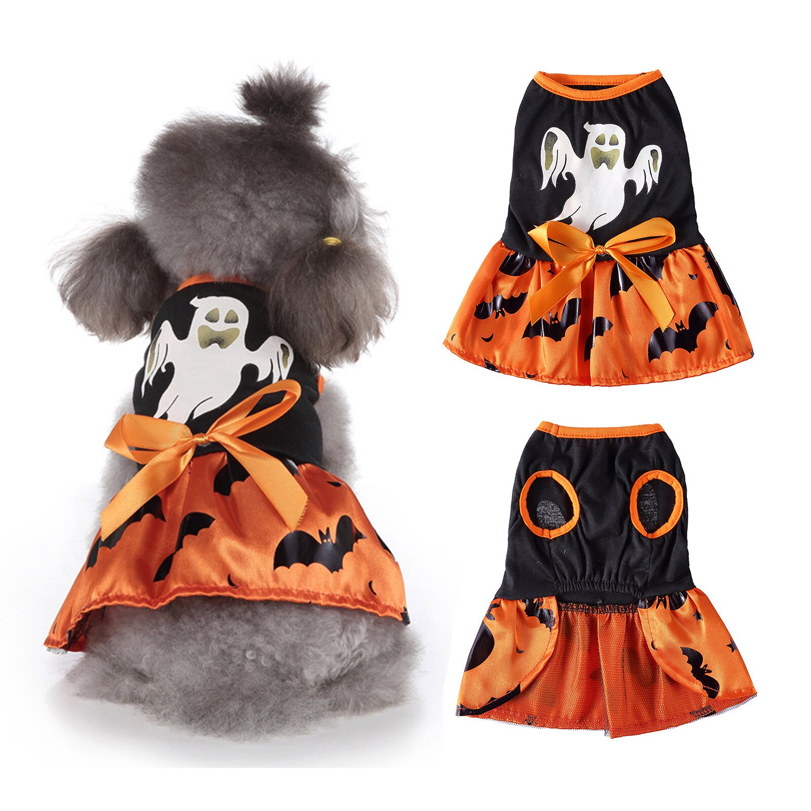 Ropa con falda de calabaza para perro, abrigo para mascota, chaqueta para Bulldog Francés, Chihuahua, disfraz de Halloween, suministros para mascotas