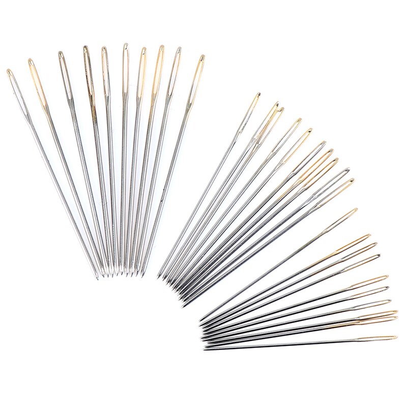 30 unids/caja Bordado dorado tela Cruz puntada tela agujas tamaño 22 24 26 # accesorios de costura