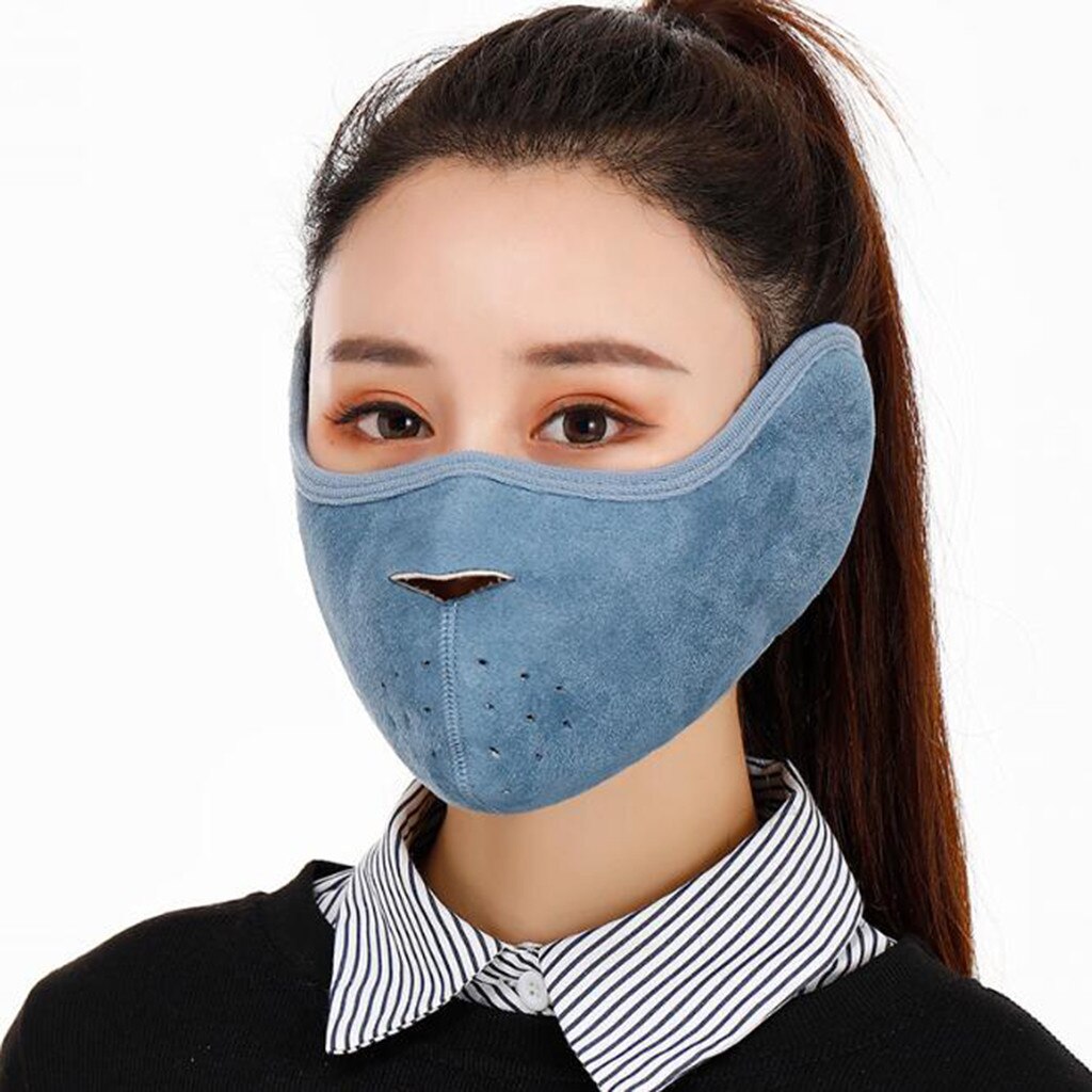1PCAdult Cycling Face Covering Solid Color Winter Two-in-one Earmuffs Warm Mask Dustproof Coldproof Riding Mask Mascarillas