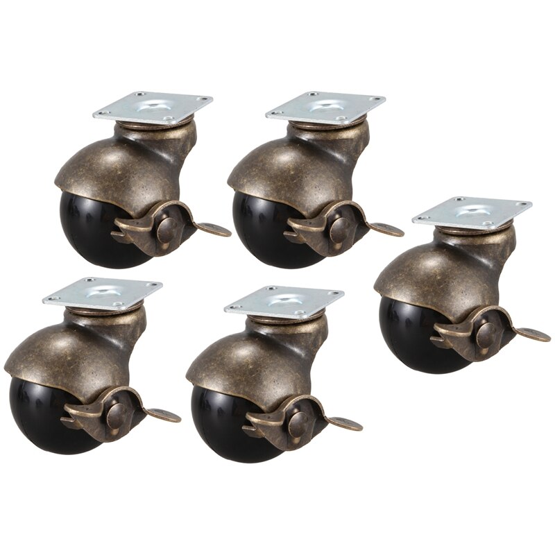 5Pcs Flat Bottom Plate with Brake Wheels and Casters Are Used to Move Coffee Tables,Office Chairs,Cabinets,Drying Racks gree
