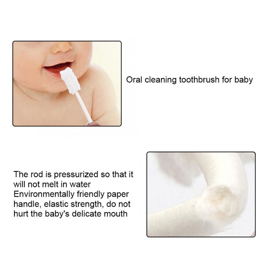 30Pcs Disposable Baby Toothbrush Paper Rod Handle Tongue Cleaner Gauze Toothbrush Infant Oral Cleaning Stick Dental Care