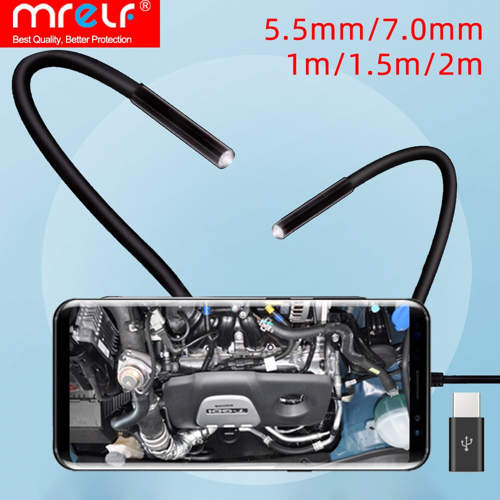 Endoscoop Camera Voor Android Telefoon Flexibele 7Mm 5.5Mm IP67 Micro Usb C Lens Kabel Industriële Camera Endoscoop Pc 6LED Verstelbare