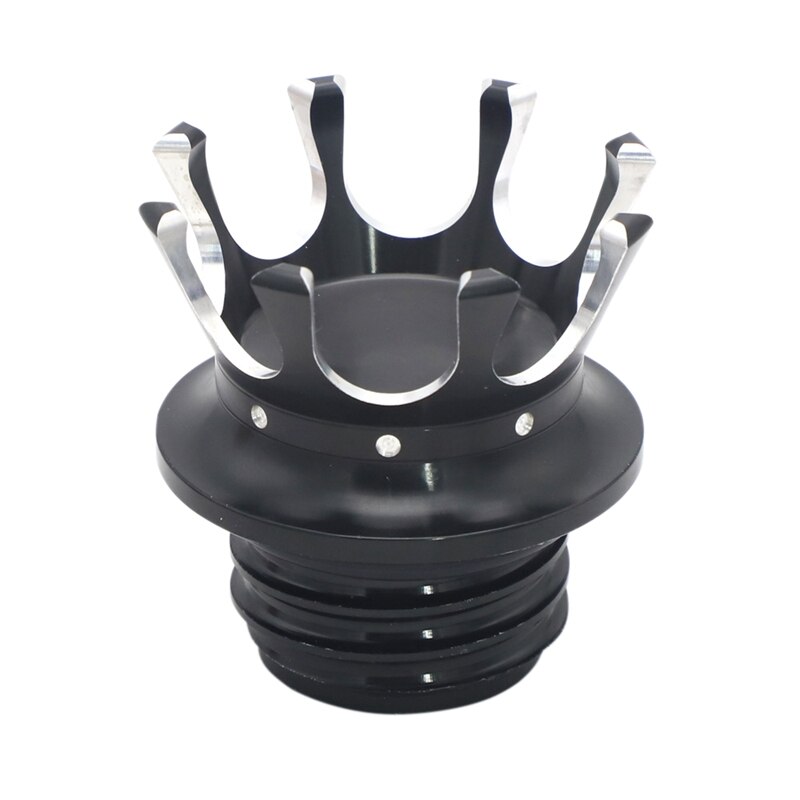 King Crown Style Gas Oil Cap Fuel Tank Cover for Sportster Softail: Black