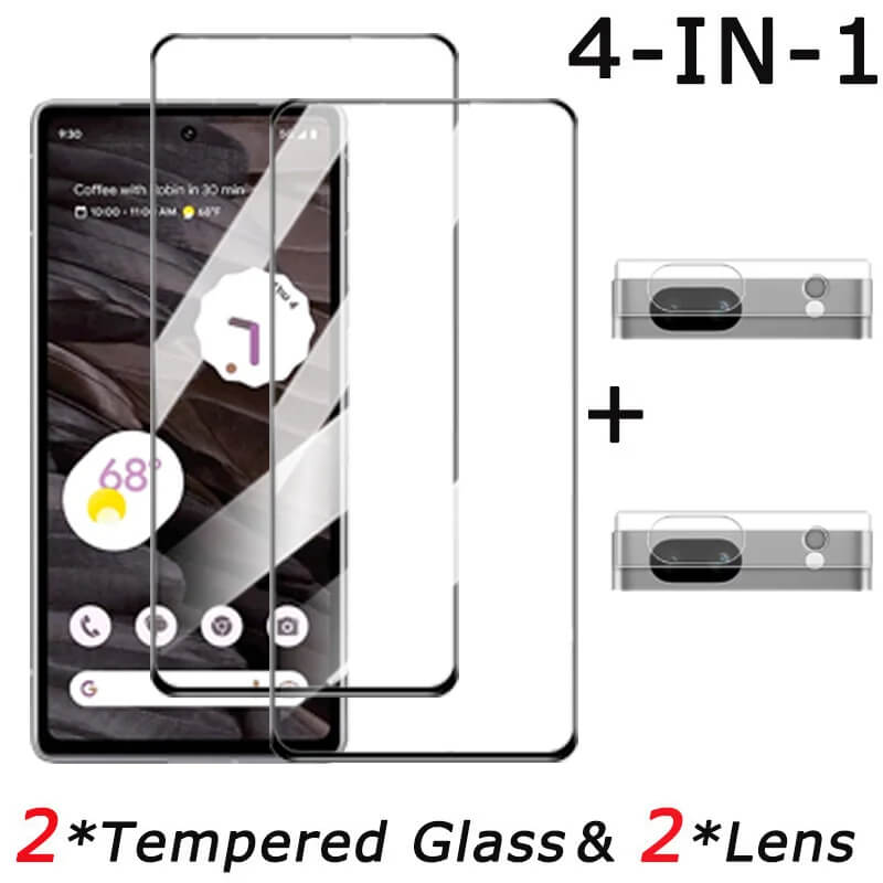 mica/lamina Pixel 8 Pro, pixel 8 screen protector for Google Pixel 7a protective tempered glass Pixel 6a Pixel8 camera lens film Google Pixel 7a accessories pixel-8-pro: Silver / Bundle2