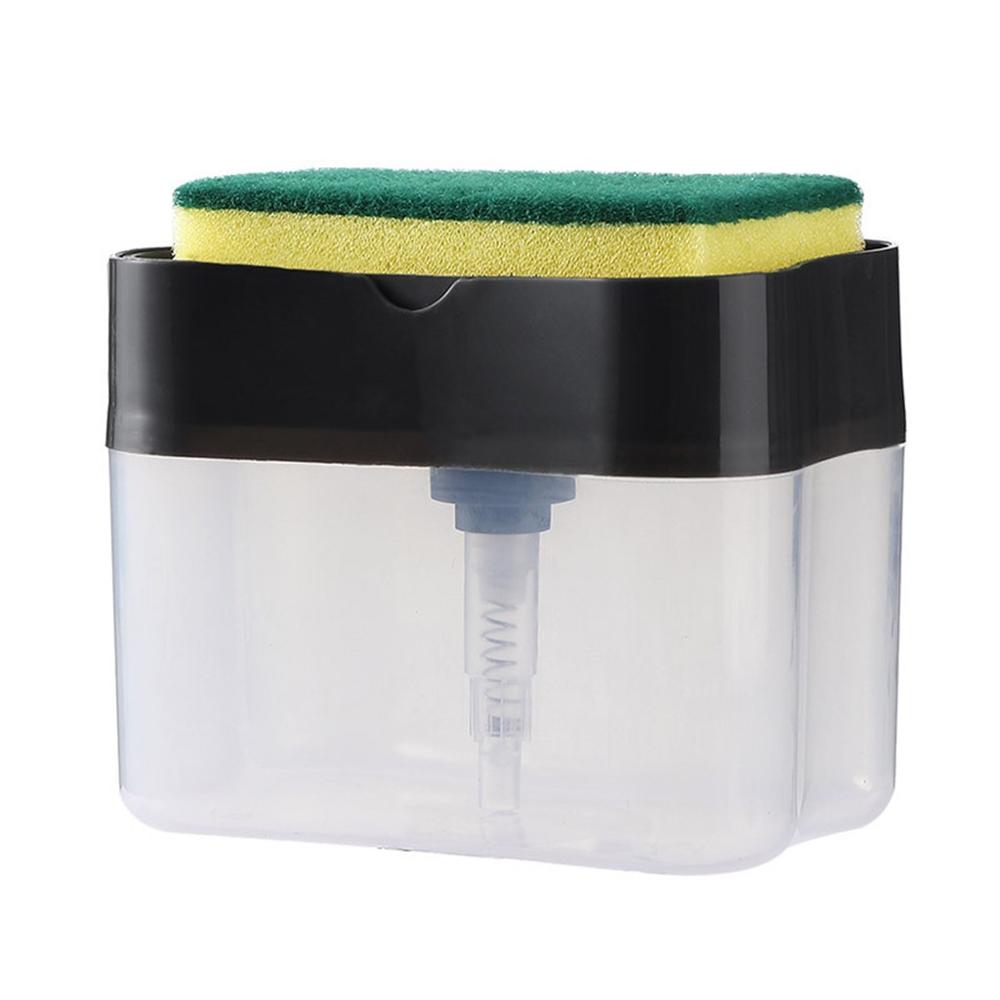 Dispensador de jabón con esponja 2 en 1 soporte de estante caja de jabón de doble capa detergente líquido para lavar platos contenedor dozoownik Na Mydlo y jw: Black