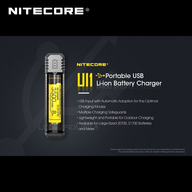 Nitecore carregador usb portátil ui1 para baterias li-ion/imr
