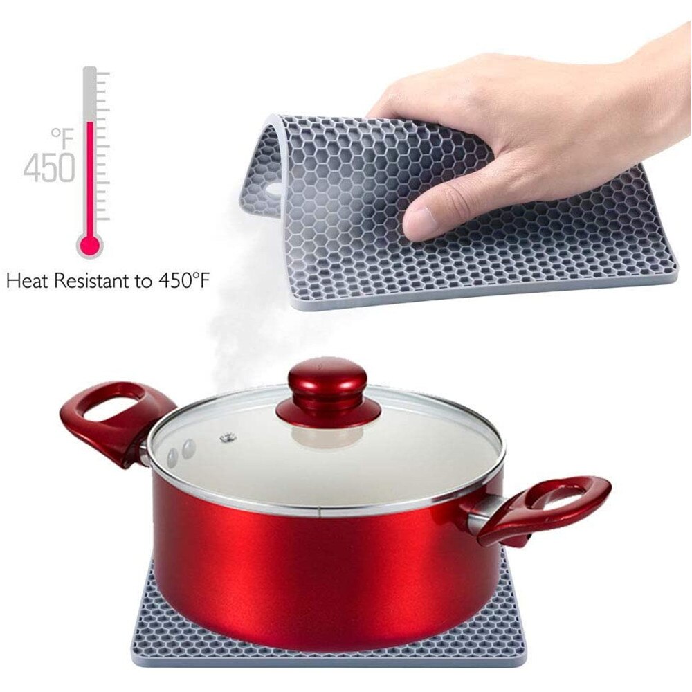 4 Pack Thick Silicone Trivet Mat Heat Resistant Pot Holders Insulation Pad Multi-Purpose for Jar Opener Spoon Holder Oven Mitts