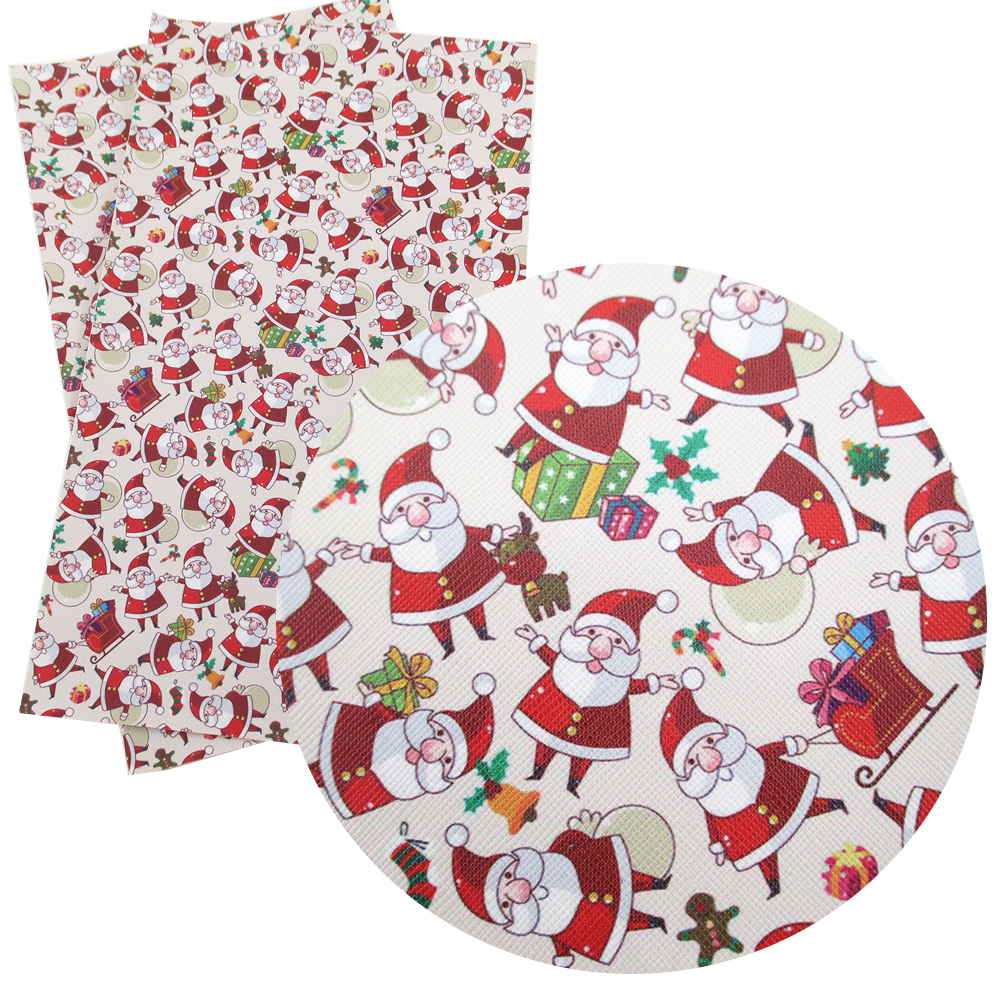 David angie 20*34 cm Kerstman Kerst Synthetisch Leer Stof 1 ST, DIY Naaien Stof Materialen Voor handtas Kleding, 1Yc2820: 1058138001