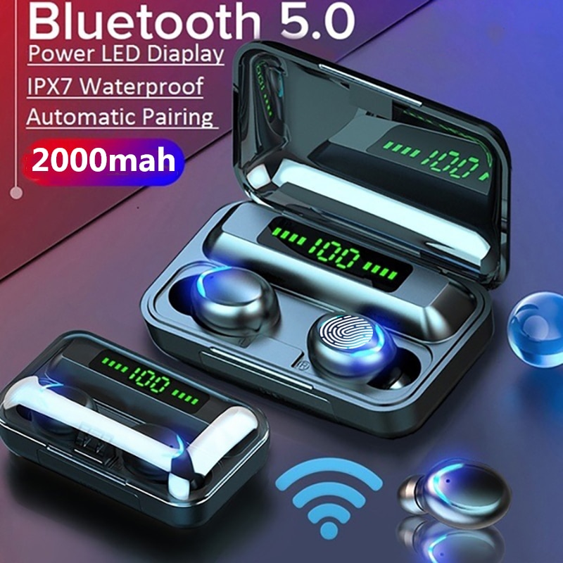 Tws Draadloze Hoofdtelefoon Bluetooth 5.0 Oordopjes Met Opladen Case Led Display Waterdichte Oordopjes Voor Werk Home Office Sport