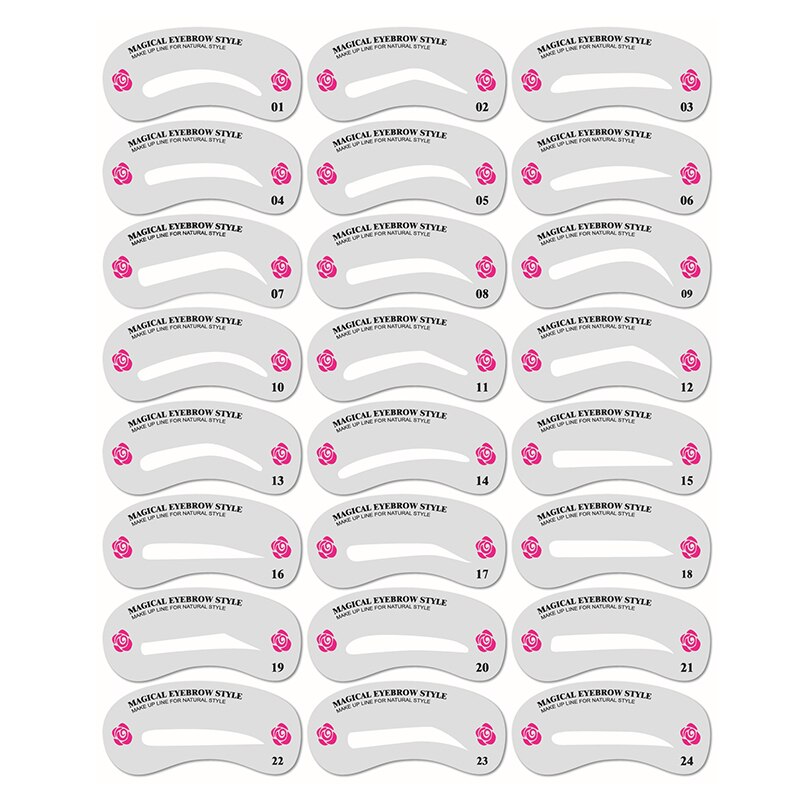 24 Pcs Herbruikbare Wenkbrauw Stencil Set Diy Eye Brow Tekening Gids Styling Vormgeven Make Template Kaart Auxiliary Vrouwen Beauty Tool