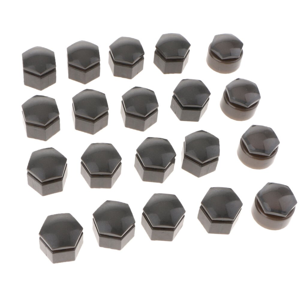 20Pcs 19mm Car Wheel Exterior Nut Caps Rims Auto Hub Screw Cover Gray