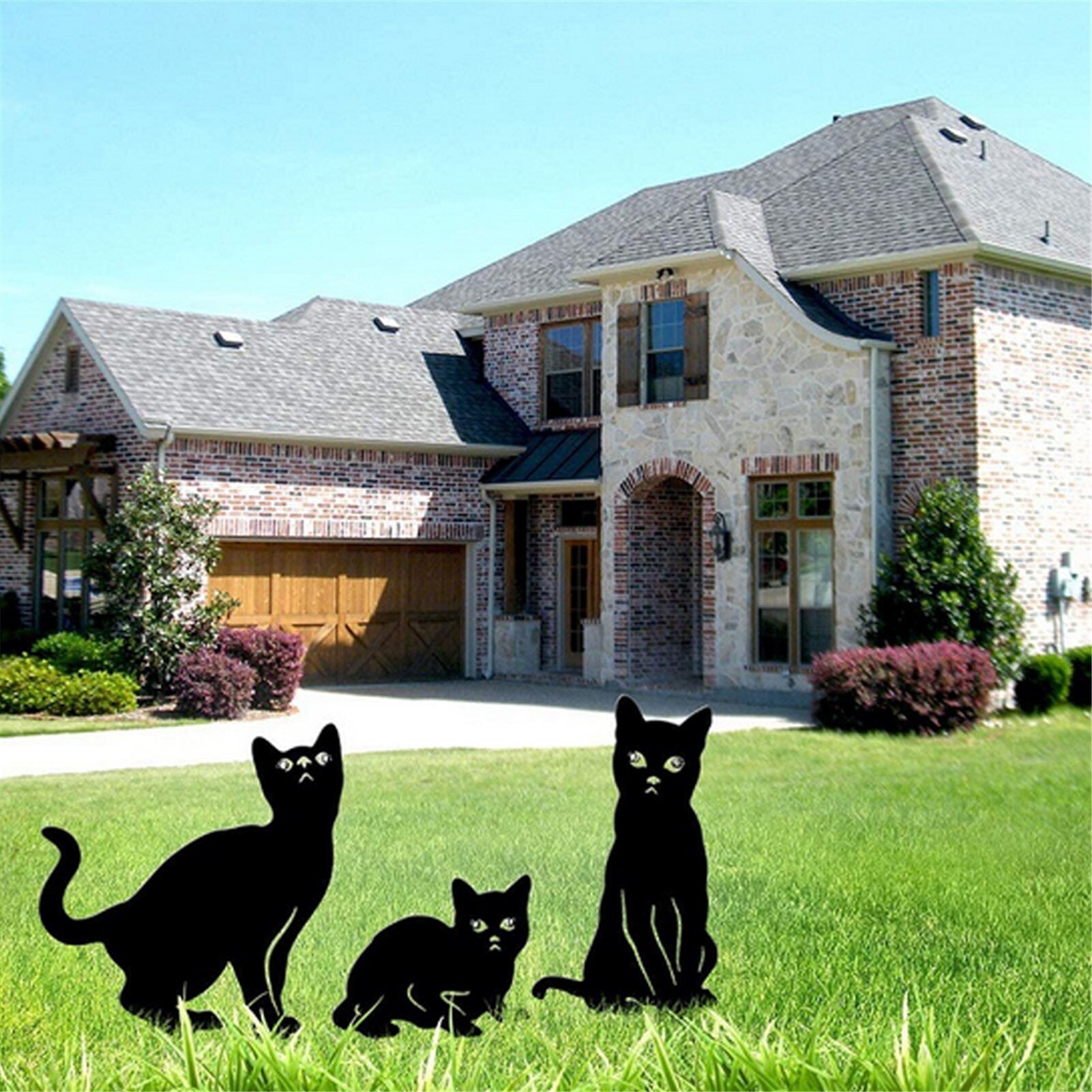 Garden Cat Piles Acrylic Cat Silhouettes Decoration Waterproof Weatherproof Cat Yard Art For Courtyards Backyards Lawns