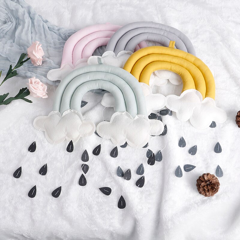 Tienda de campaña con colgante para cuna de bebé, accesorios de lluvia en la nube, colgante móvil de tela, accesorios de fotografía, decoración de habitación de bebé,