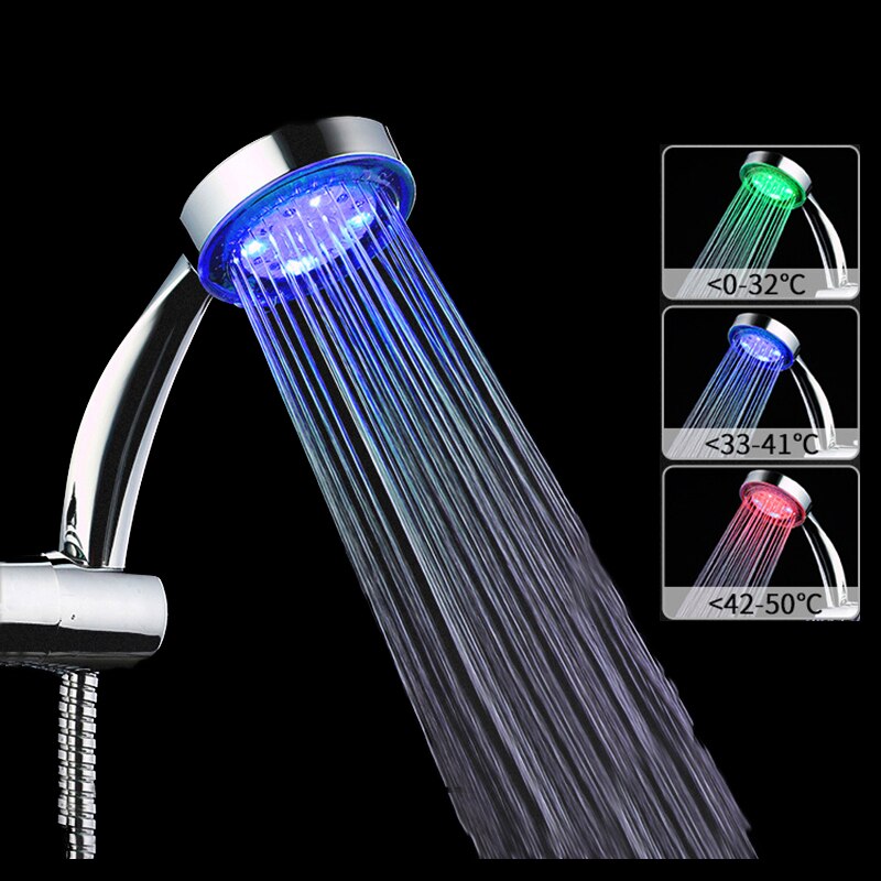 Led Shower Head High Pressure Water Saving Rotating Portable Spa High Pressure Shower Head for Bathroom Showerhead Handheld: Temperature Control