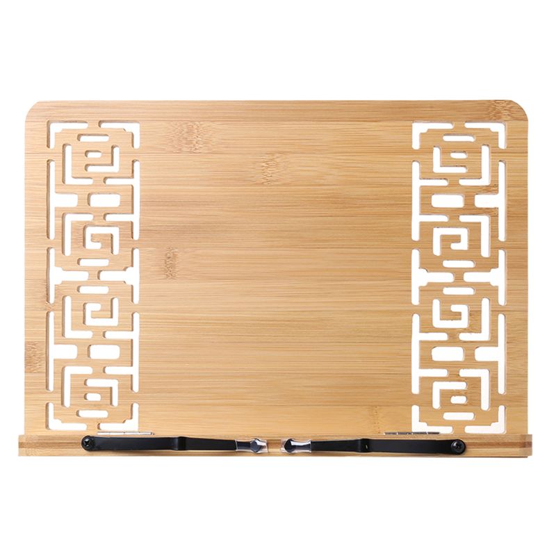 Bamboo Hollow Adjustable Reading Book Holder Tray Page Paper Clips Foldable Tablet Cookbook Portable Sturdy Bookstand K3KB