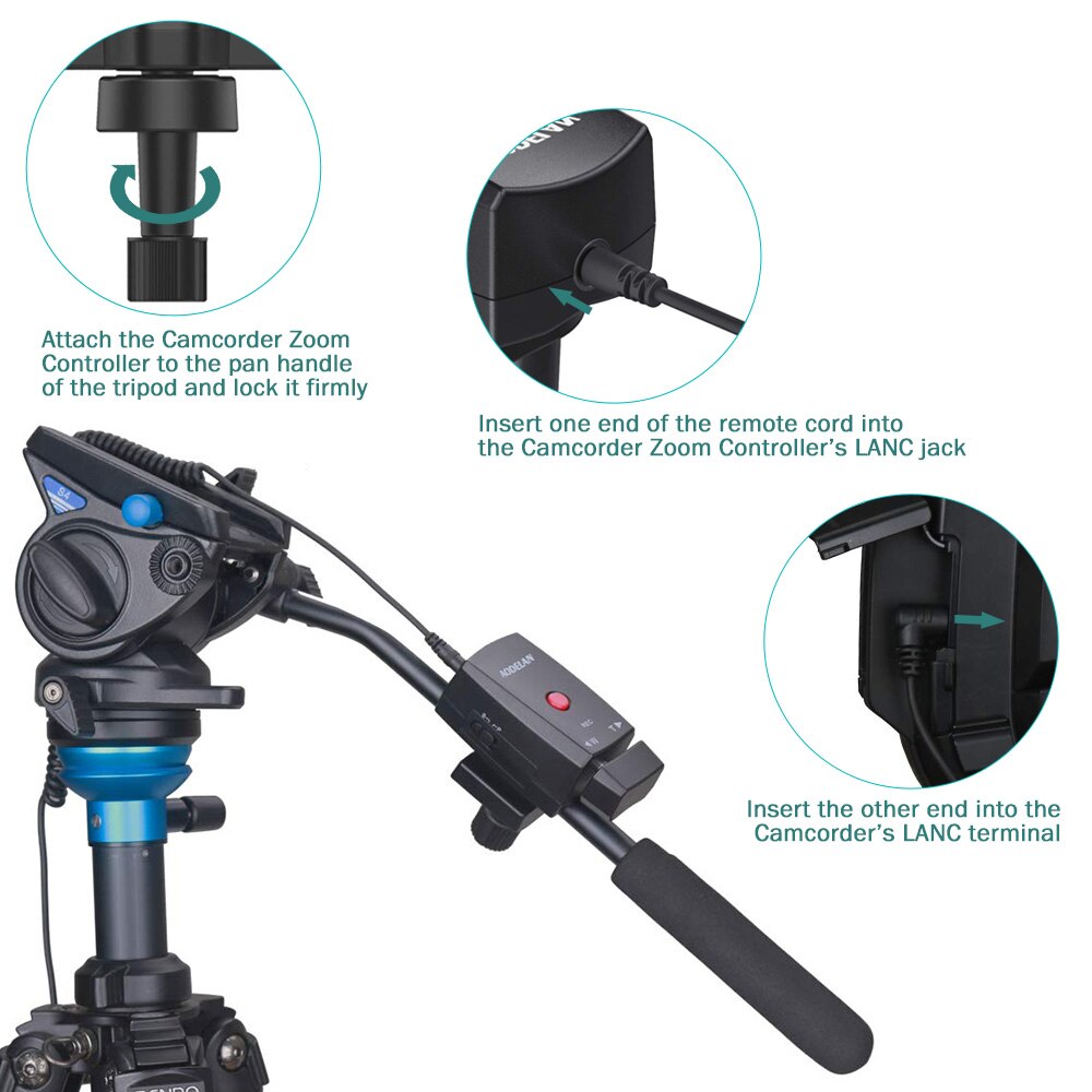 AODELAN-controlador de Zoom para videocámara Lanc, Control remoto de grabación de vídeo con Zoom, Cable de 2,5mm, para Sony, Canon, Panasoni