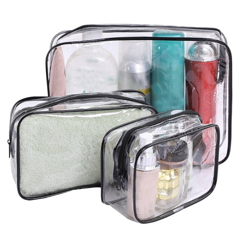 Sac à cosmétiques Transparent en PVC pour femmes, sac de maquillage Transparent à fermeture éclair, étui de beauté, organisateur de maquillage de voyage, rangement de bain, trousse de toilette