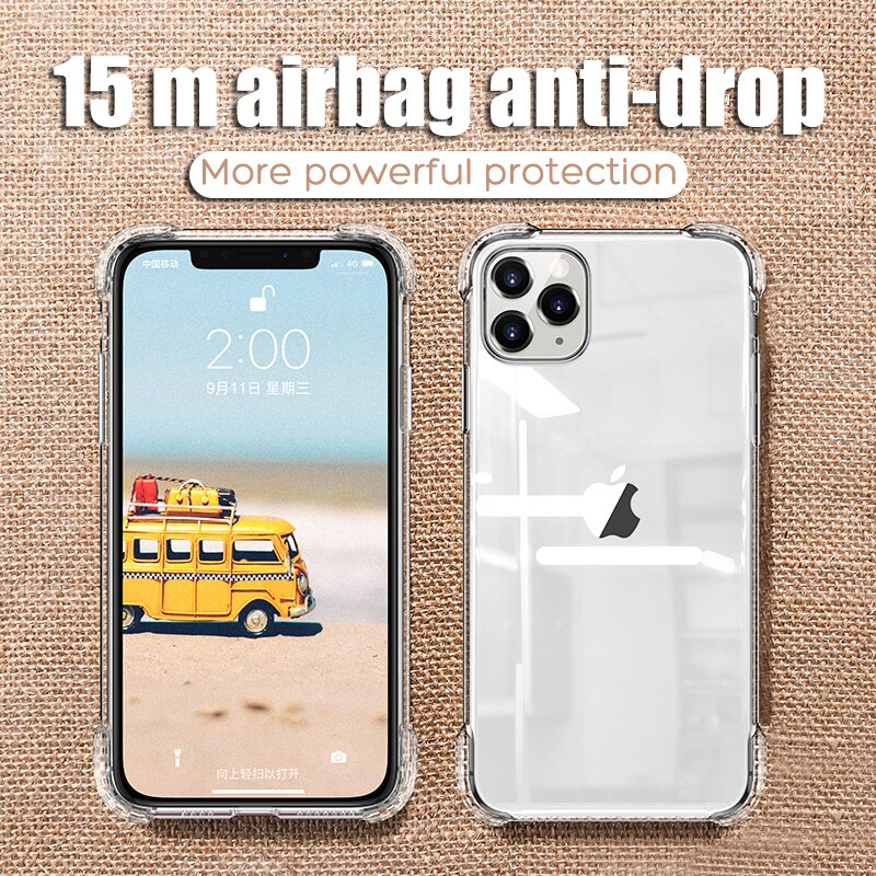 Luxus Transparent Stoßfest Silikon Fall Für iPhone 11 X Xr Xs Max Fall 12 11 Pro Max 8 7 6s Plus SE Fall Silikon Zurück Abdeckung