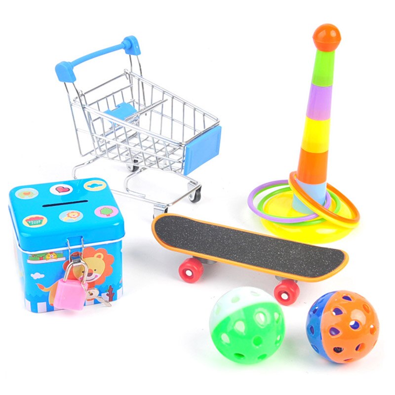 5/6/7 Pcs/Set Papegaai Speelgoed Interactieve Traning Vogels Speelgoed Puzzel Papegaai Speelgoed Set Skateboard Winkelwagen Bal vogel Activiteit Speelgoed