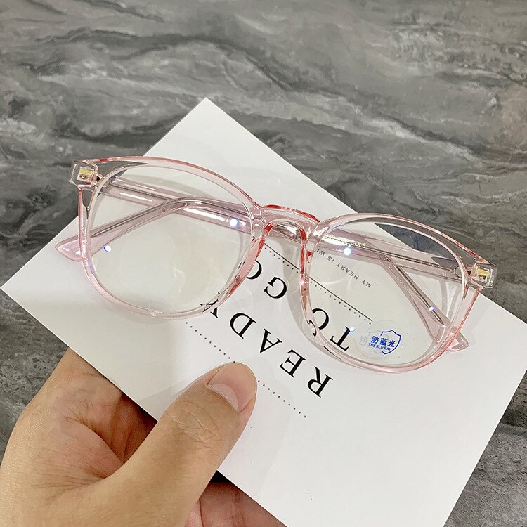 Oulylan Vintage Round Glasses Frame Women Men Blocking Blue Light Eyeglasses Computer Eye Glasses Clear Lens Optical Spectacles: Pink
