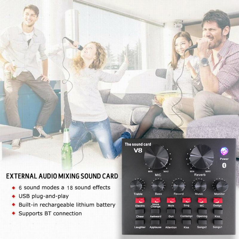 GAX-V8 Usb Externe Soundkarte für Handy, Mobiltelefon Computer Audio- Schnittstelle Soundkarte mit BT