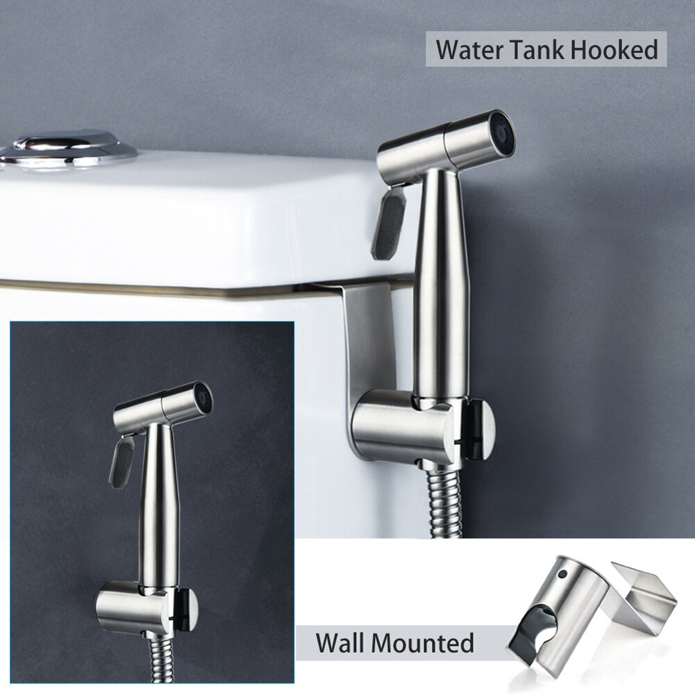 21 x 16 x 8cm rostfritt stål toalett dusch med adapter handhållen ingen läckande bidé sprutsats