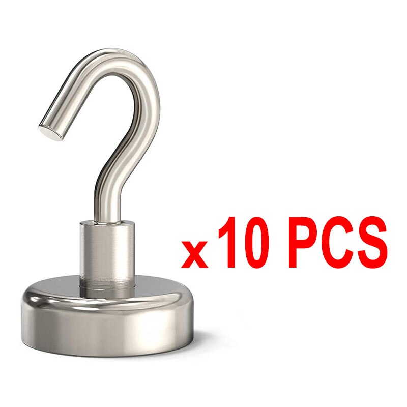 10-40pcs Powerful Magnetic Hooks Heavy Duty Large 10mm 16mm Home Office Garage Gadgets Wall Hanging Strong Magnet Hook Hanger: Bottom Diameter-10mm / 10 Pieces