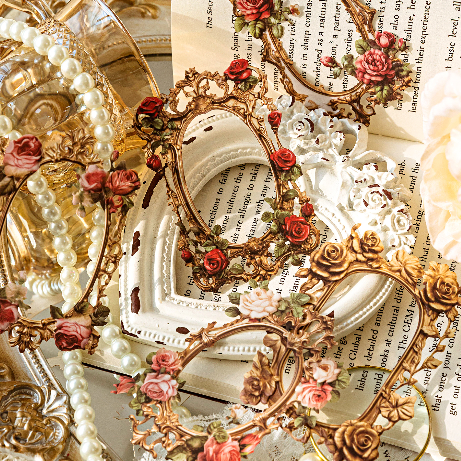 10 unids/pack Vintage flores ahuecadas borde Collage tarjeta alivio estilo europeo y americano manual Material decorativo papel