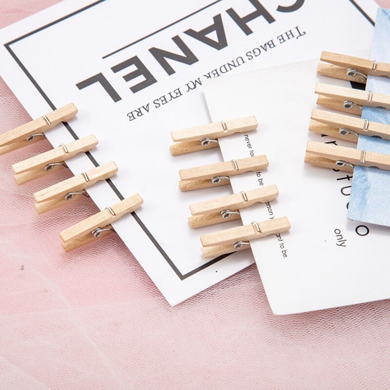 Pinzas de madera para fotos, soporte para notas, pinzas de ropa reutilizables, Clips de ropa antideslizantes para lavandería en casa, pared de fotos DIY, 50 piezas