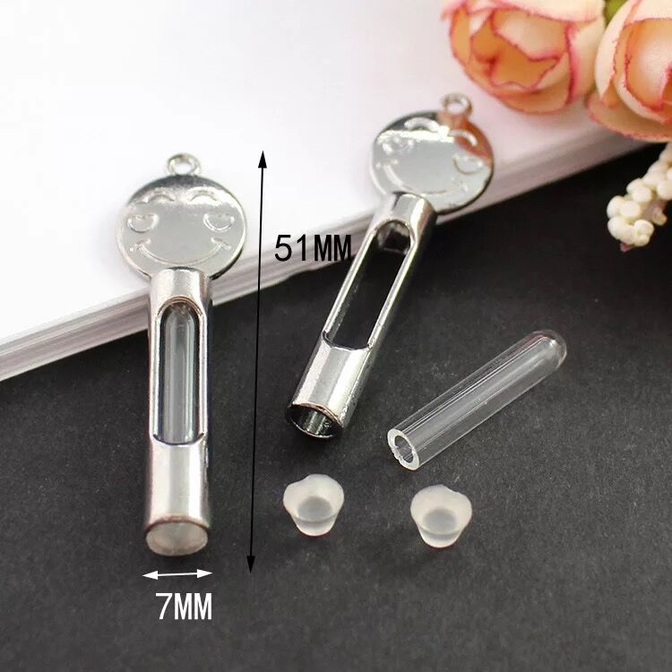 5 stücke Glas Fläschchen Anhänger Medaillon parfüm öl flasche Reize Kupfer Container wünschen Flasche Charme Name Auf Reis Kunst Schmuck: Nein15