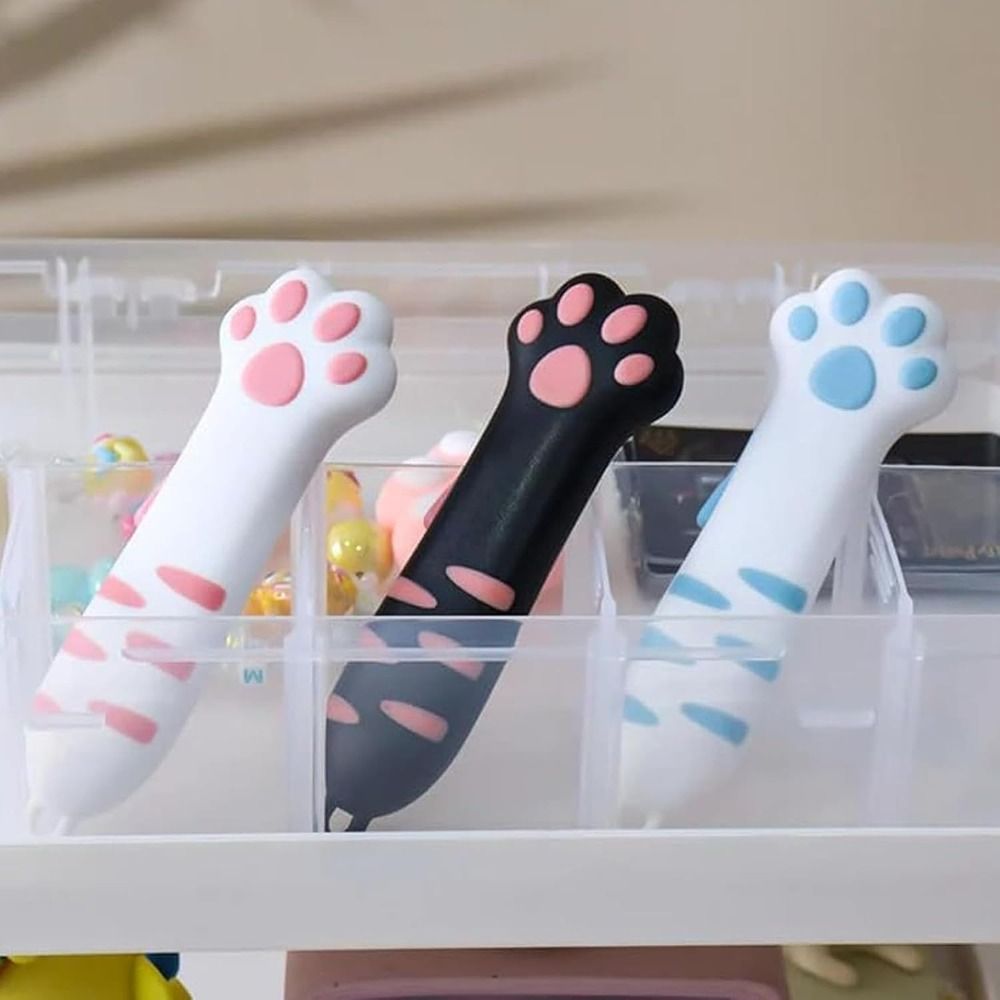 Obcinacz robić pudełek z łapą kota Wysuwany nóż z pazurem kota Śliczny obcinacz robić papieru w pudełku dla łatwego cięcia papieru i pudełek Prezent dla dziewczyny Otwarty nóż Narzędzie