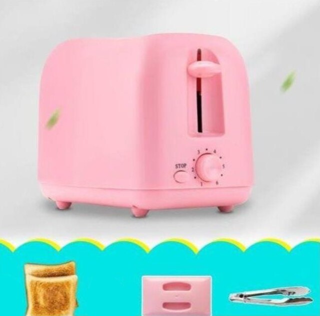 Breakfast Toaster Home Toaster Multi Function Mini Automatic Heating Bread Toaster Smiling Face Sandwich Machine: pink a 1