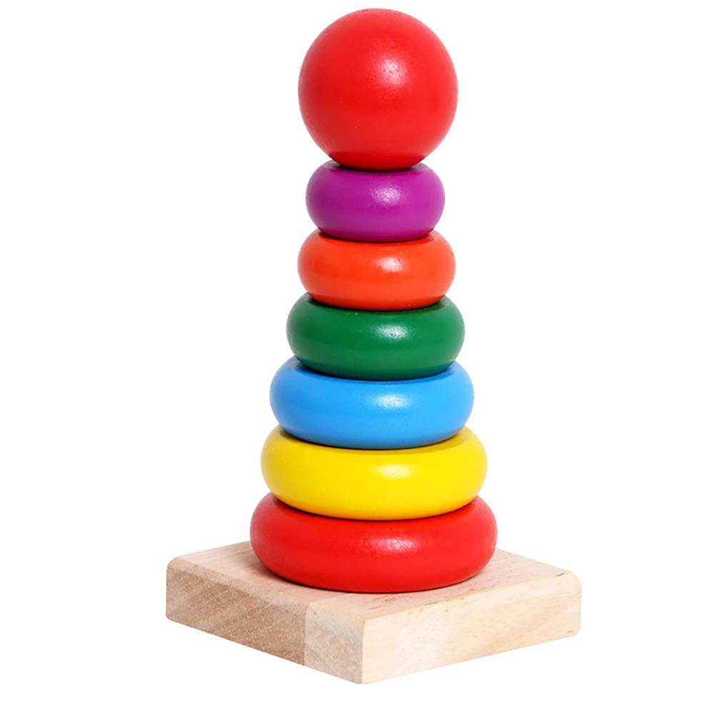 Kids Stapelaar Speelgoed Klassieke Houten Rainbow Stacker Ringen Stapelen Educatief Kids Peuters Speelgoed Voor Kids
