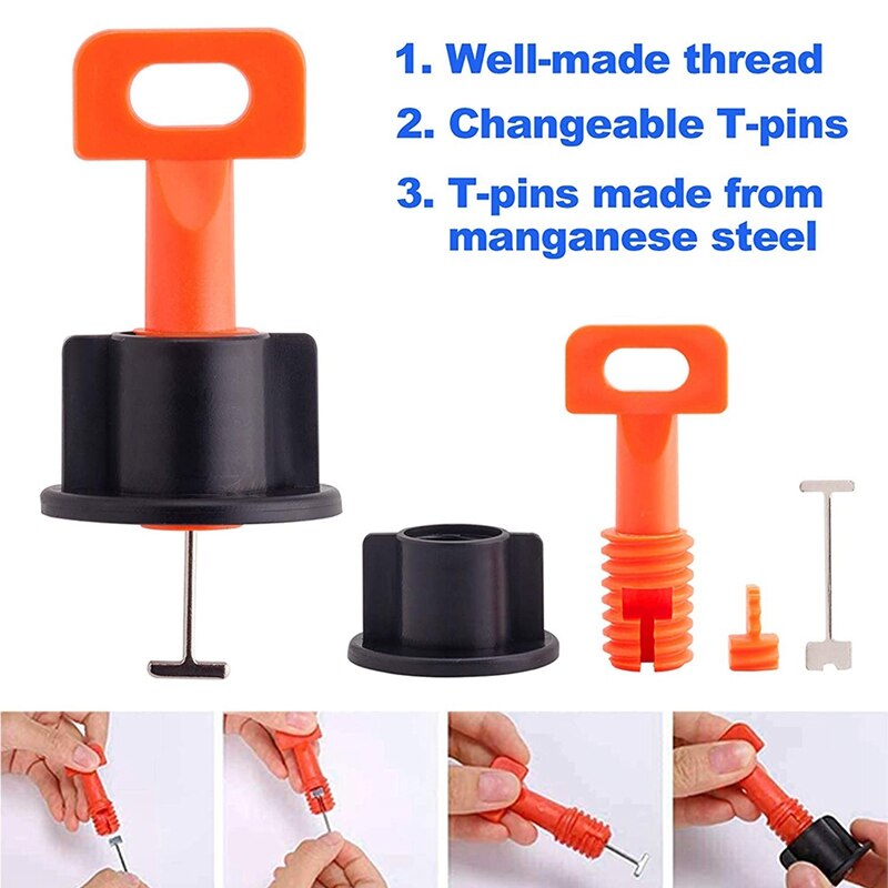 Tile Leveling System Kit With 100Pcs Tile Leveler &amp; 4 Special Wrenches &amp; 500Pcs 2Mm Tile Spacers