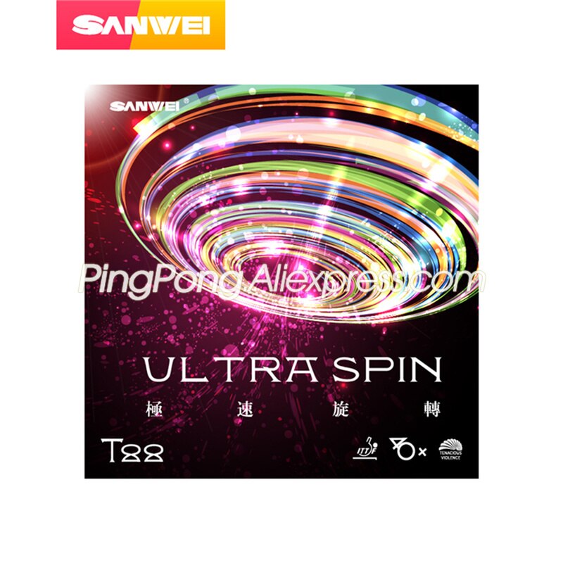 2x Sanwei Ultra Spin Tafeltennis Rubber Sanwei T88 Ultra Spin Original Sanwei Ping Pong Spons