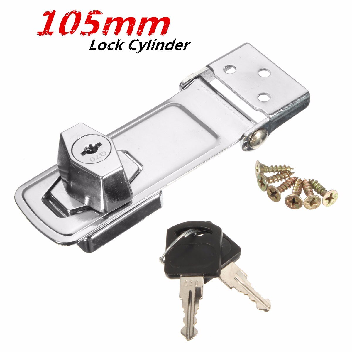 75mm/105mm Door Truck Cylinder Padlock Stainless Steel Plating Self Locking Security Hasp Staple with 2 Keys: 105mm
